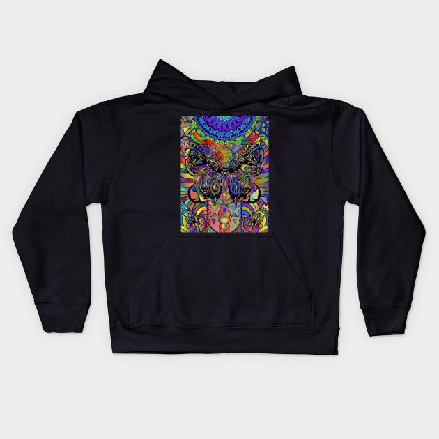 Trippy butterfly Kids Hoodie by Rene Martin